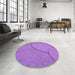 Round Patterned Purple Rug in a Office, pat2842pur