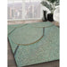 Patterned Green Novelty Rug in Family Room, pat2842