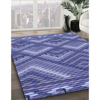 Patterned Deep Periwinkle Purple Rug, pat2843blu
