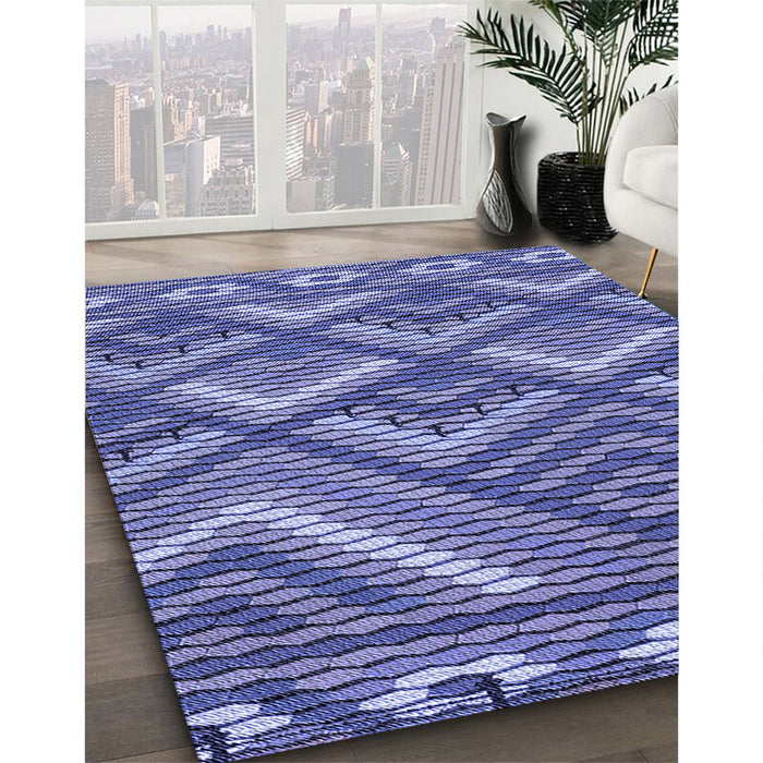 Machine Washable Transitional Deep Periwinkle Purple Rug in a Family Room, wshpat2843blu