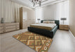 Patterned Yellow Rug in a Bedroom, pat2843brn