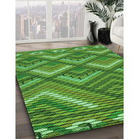 Patterned Deep Emerald Green Rug, pat2843grn