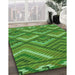 Patterned Deep Emerald Green Rug in Family Room, pat2843grn