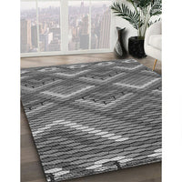 Patterned Black Rug, pat2843gry