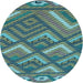 Square Machine Washable Transitional Deep-Sea Green Rug in a Living Room, wshpat2843lblu