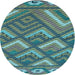 Square Patterned Deep-Sea Green Rug, pat2843lblu