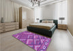 Patterned Dark Magenta Purple Rug in a Bedroom, pat2843pur