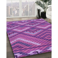 Patterned Dark Magenta Purple Rug, pat2843pur