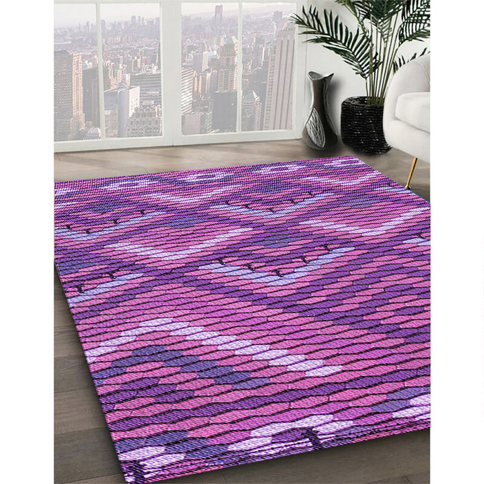 Patterned Dark Magenta Purple Rug in Family Room, pat2843pur