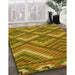 Patterned Yellow Rug in Family Room, pat2843yw