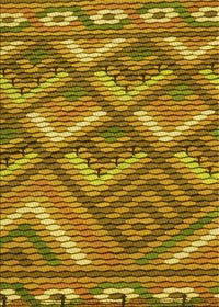 Machine Washable Transitional Yellow Rug, wshpat2843yw