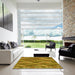 Machine Washable Transitional Yellow Rug in a Kitchen, wshpat2843yw