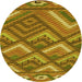 Square Machine Washable Transitional Yellow Rug in a Living Room, wshpat2843yw