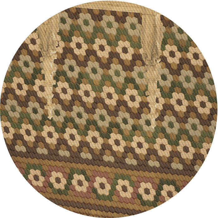Square Patterned Golden Gold Rug, pat2844brn