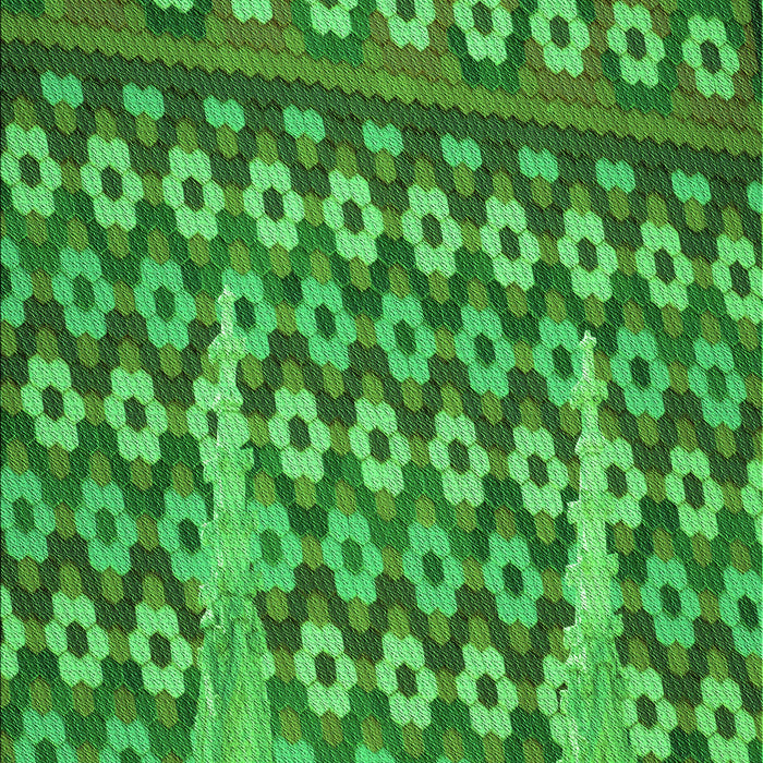 Machine Washable Transitional Green Rug, wshpat2844grn