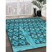 Patterned Blue Rug in Family Room, pat2844lblu