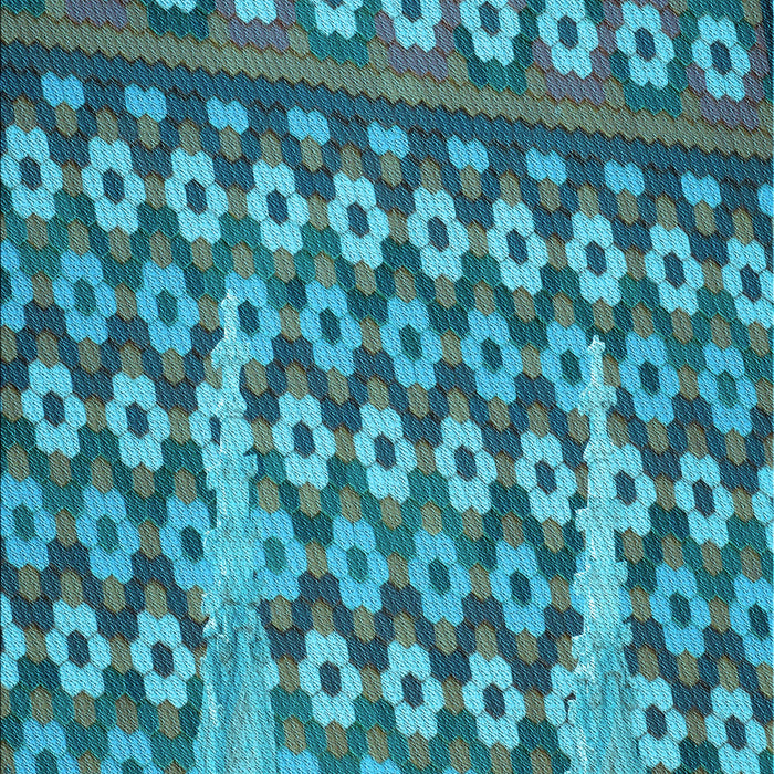 Machine Washable Transitional Blue Rug, wshpat2844lblu