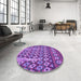 Round Patterned Purple Rug in a Office, pat2844pur