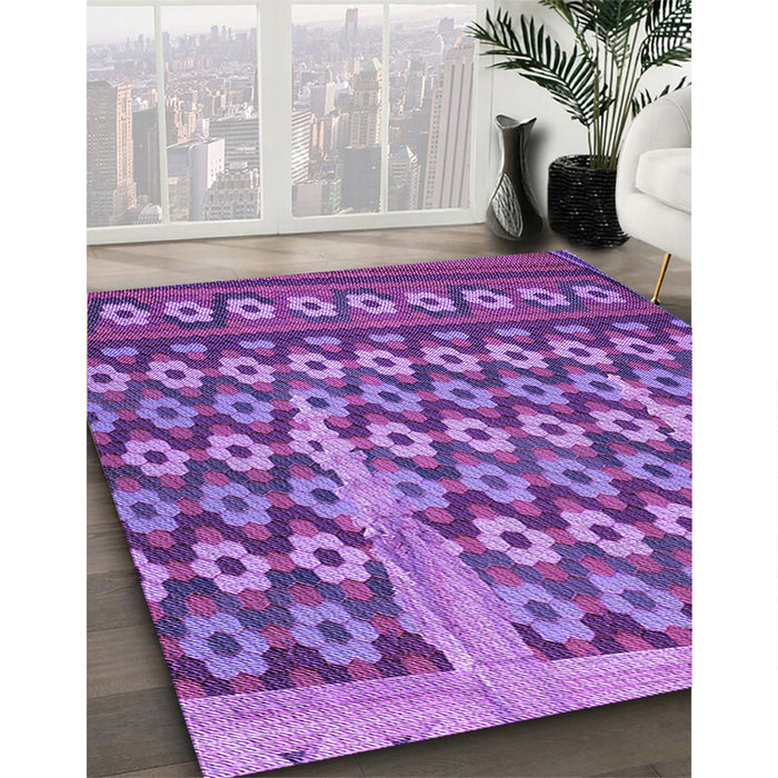 Patterned Purple Rug in Family Room, pat2844pur