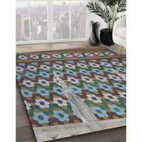 Patterned Dark Gray Novelty Rug, pat2844