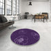 Round Patterned Dark Purple Rug in a Office, pat2845pur