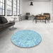 Round Patterned Blue Rug in a Office, pat2846lblu