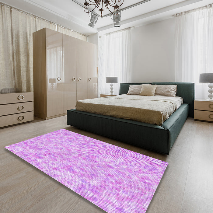 Patterned Blossom Pink Rug in a Bedroom, pat2846pur