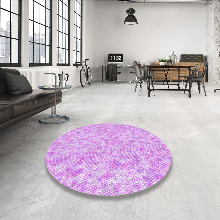 Round Patterned Blossom Pink Rug in a Office, pat2846pur