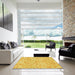 Machine Washable Transitional Bold Yellow Rug in a Kitchen, wshpat2846yw