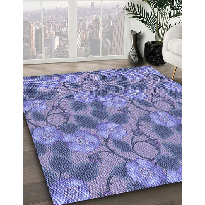 Machine Washable Transitional Slate Blue Rug in a Family Room, wshpat2847blu