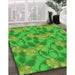 Machine Washable Transitional Dark Lime Green Rug in a Family Room, wshpat2847grn