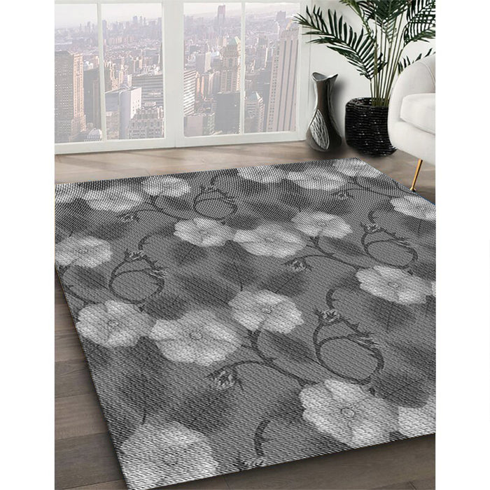 Machine Washable Transitional Grey Gray Rug in a Family Room, wshpat2847gry