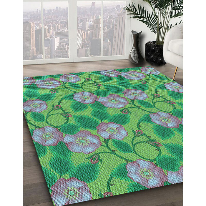 Machine Washable Transitional Green Rug in a Family Room, wshpat2847lblu