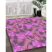 Machine Washable Transitional Magenta Pink Rug in a Family Room, wshpat2847pur