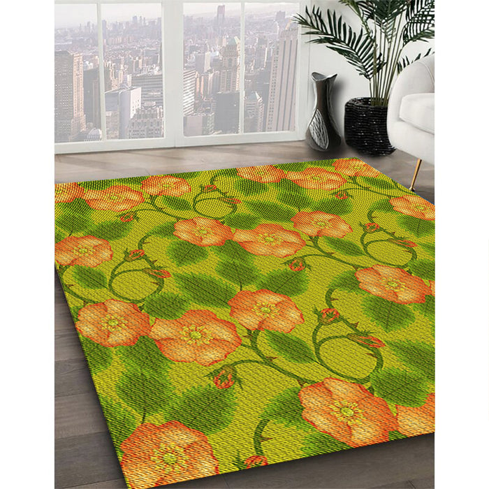 Machine Washable Transitional Green Rug in a Family Room, wshpat2847yw
