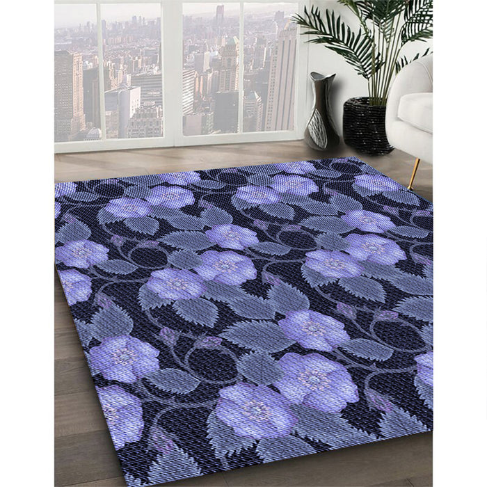 Machine Washable Transitional Blue Rug in a Family Room, wshpat2848blu