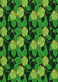 Machine Washable Transitional Deep Emerald Green Rug, wshpat2848grn