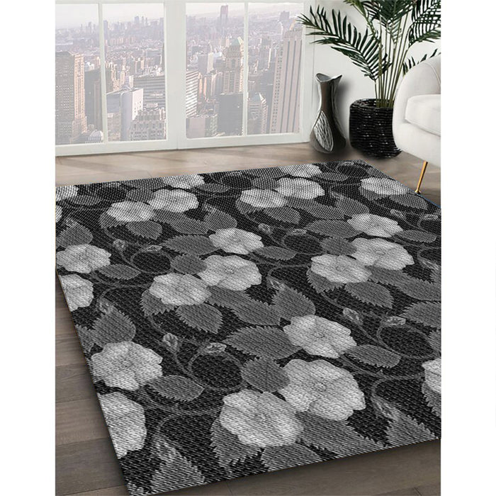 Machine Washable Transitional Charcoal Black Rug in a Family Room, wshpat2848gry