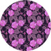Square Machine Washable Transitional Orchid Purple Rug in a Living Room, wshpat2848pur