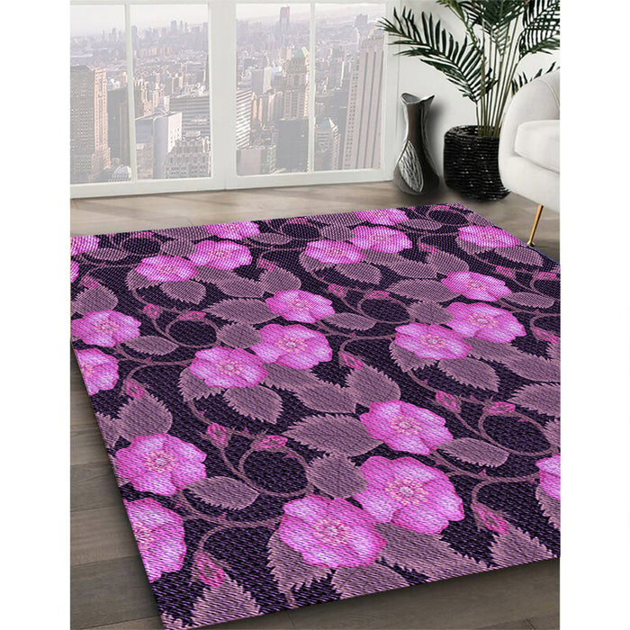 Machine Washable Transitional Orchid Purple Rug in a Family Room, wshpat2848pur
