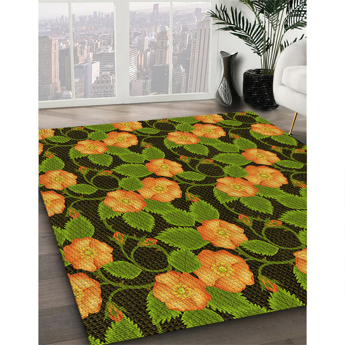 Machine Washable Transitional Pistachio Green Rug in a Family Room, wshpat2848yw
