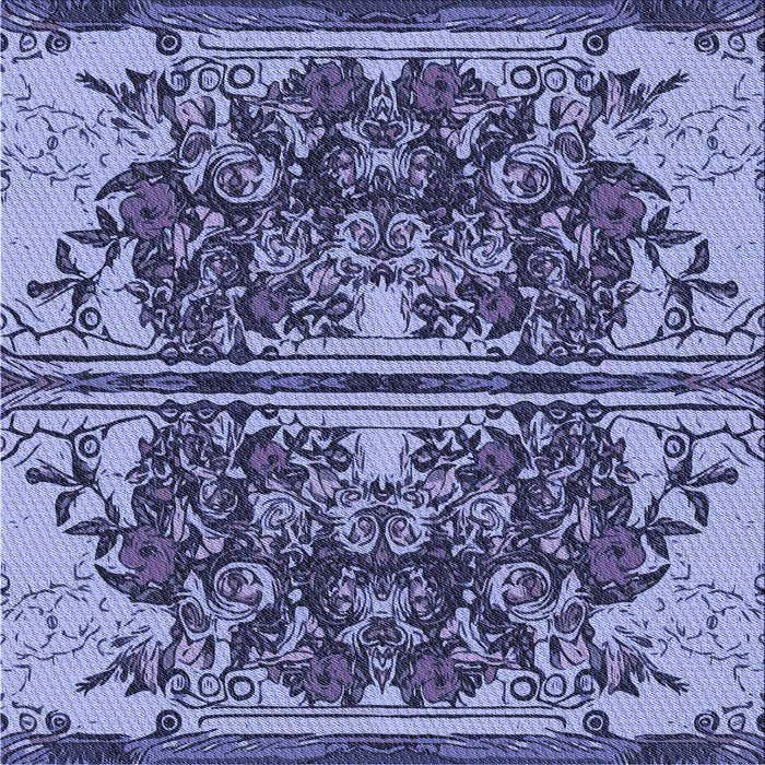 Round Patterned Blue Rug, pat2849blu