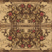 Round Patterned Red Brown Rug, pat2849brn