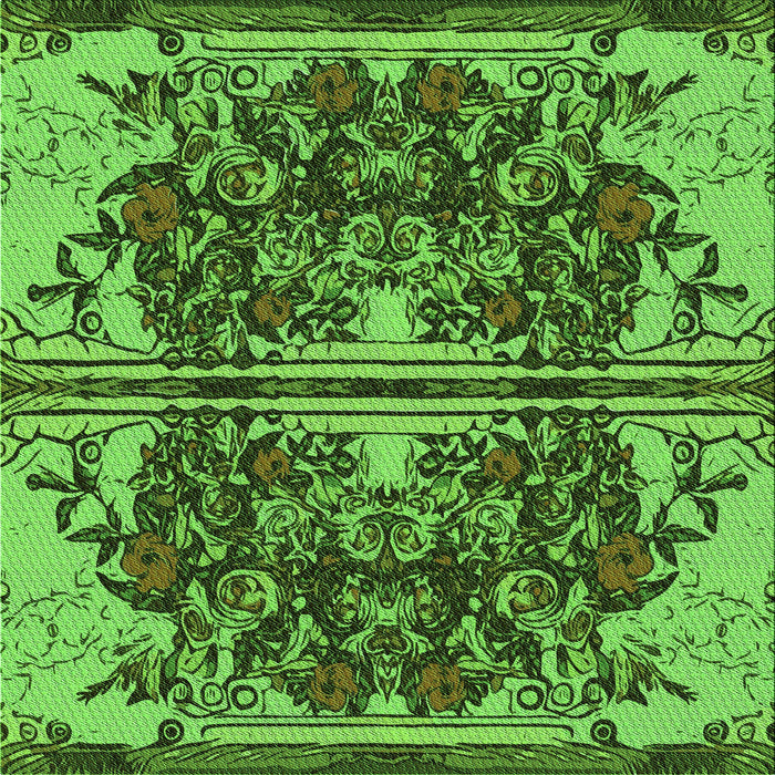 Round Patterned Green Rug, pat2849grn