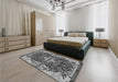 Patterned Dark Gray Rug in a Bedroom, pat2849gry
