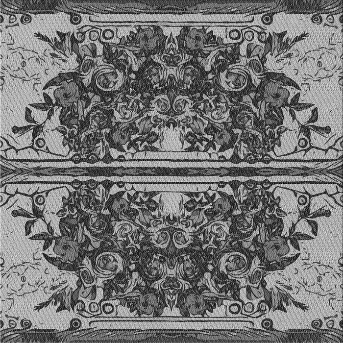 Round Patterned Dark Gray Rug, pat2849gry