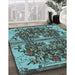 Patterned Medium Turquoise Green Rug in Family Room, pat2849lblu