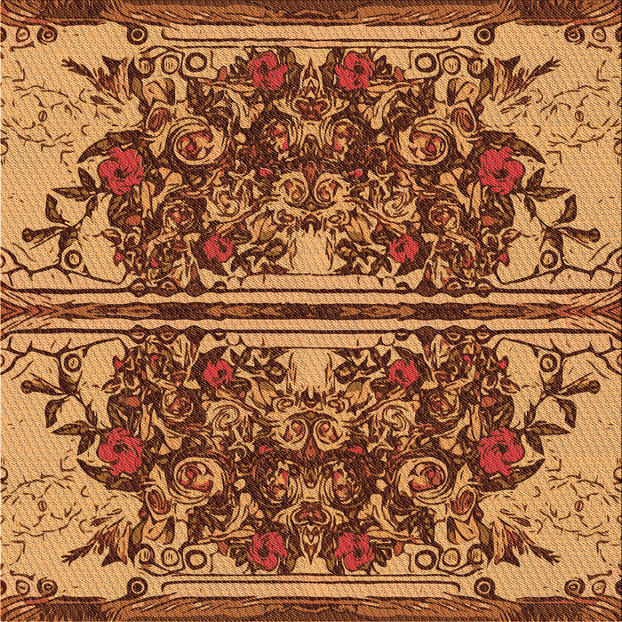 Round Machine Washable Transitional Saffron Red Rug, wshpat2849org