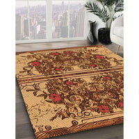 Patterned Saffron Red Rug, pat2849org