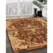Patterned Saffron Red Rug in Family Room, pat2849org
